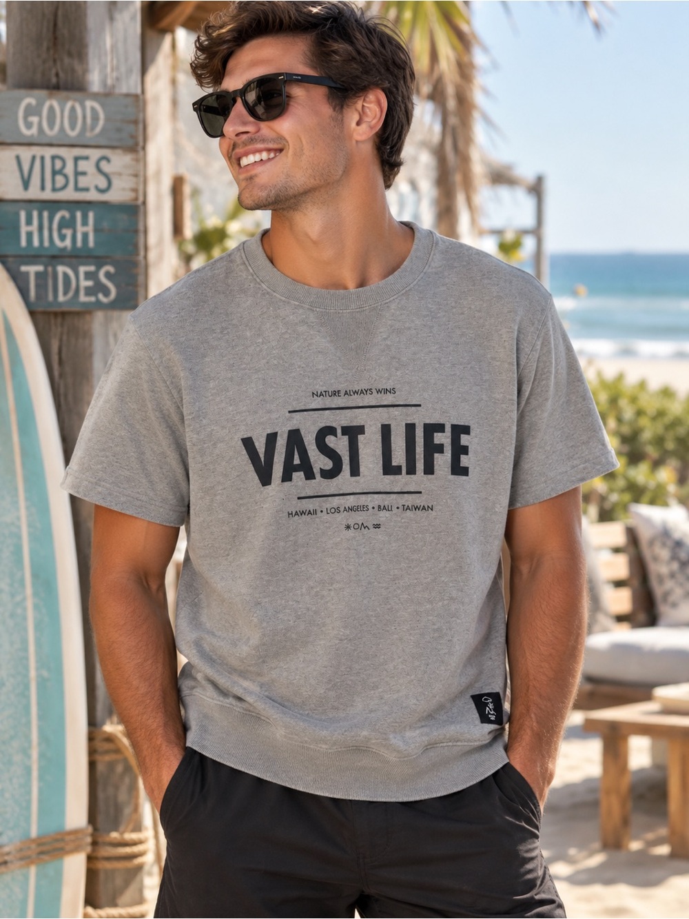 VAST NWT VAST LIFE SHORT SLEEVE SWEATSHIRT LARGE